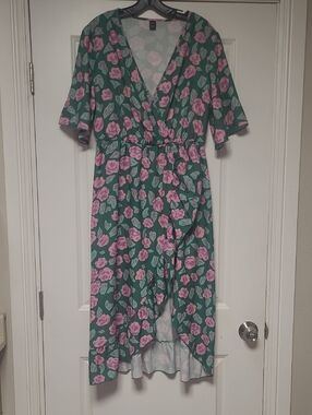 SHEIN Mint Green Dress with Pink and Purple Floral Trim